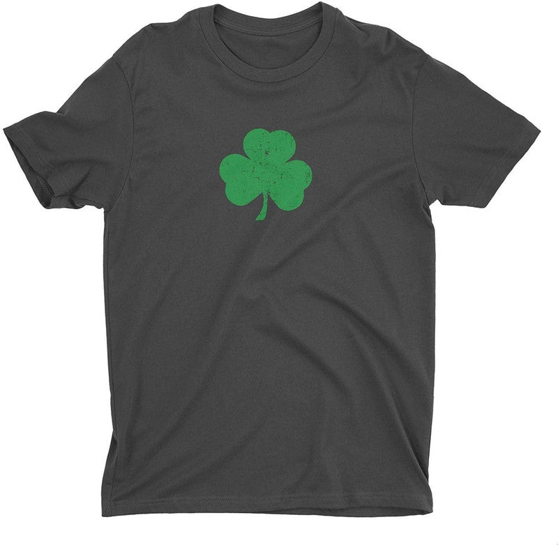 NYC FACTORY USA Screen Printed Shamrock Youth T-Shirt Distressed Tee Kids Irish Green