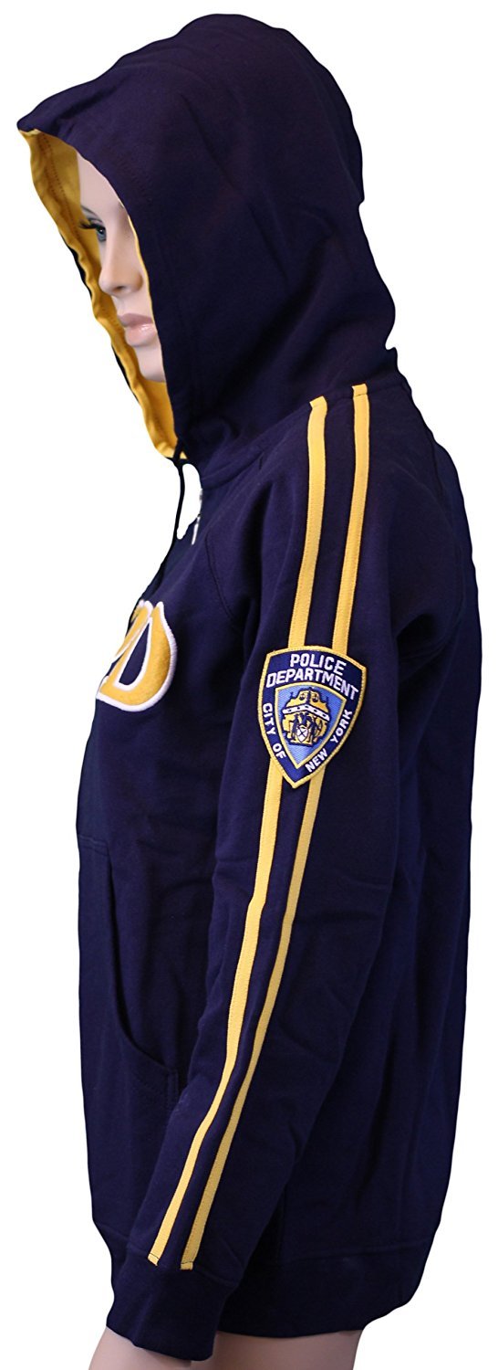 NYPD Embroidered Logo Womens Ladies Zippered Hoodie Sweatshirt Navy Blue