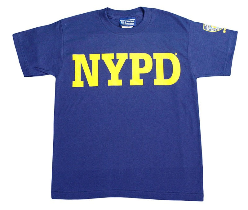 NYPD Kids Short Sleeve Screen Print Sleeve Badge T-Shirt Navy