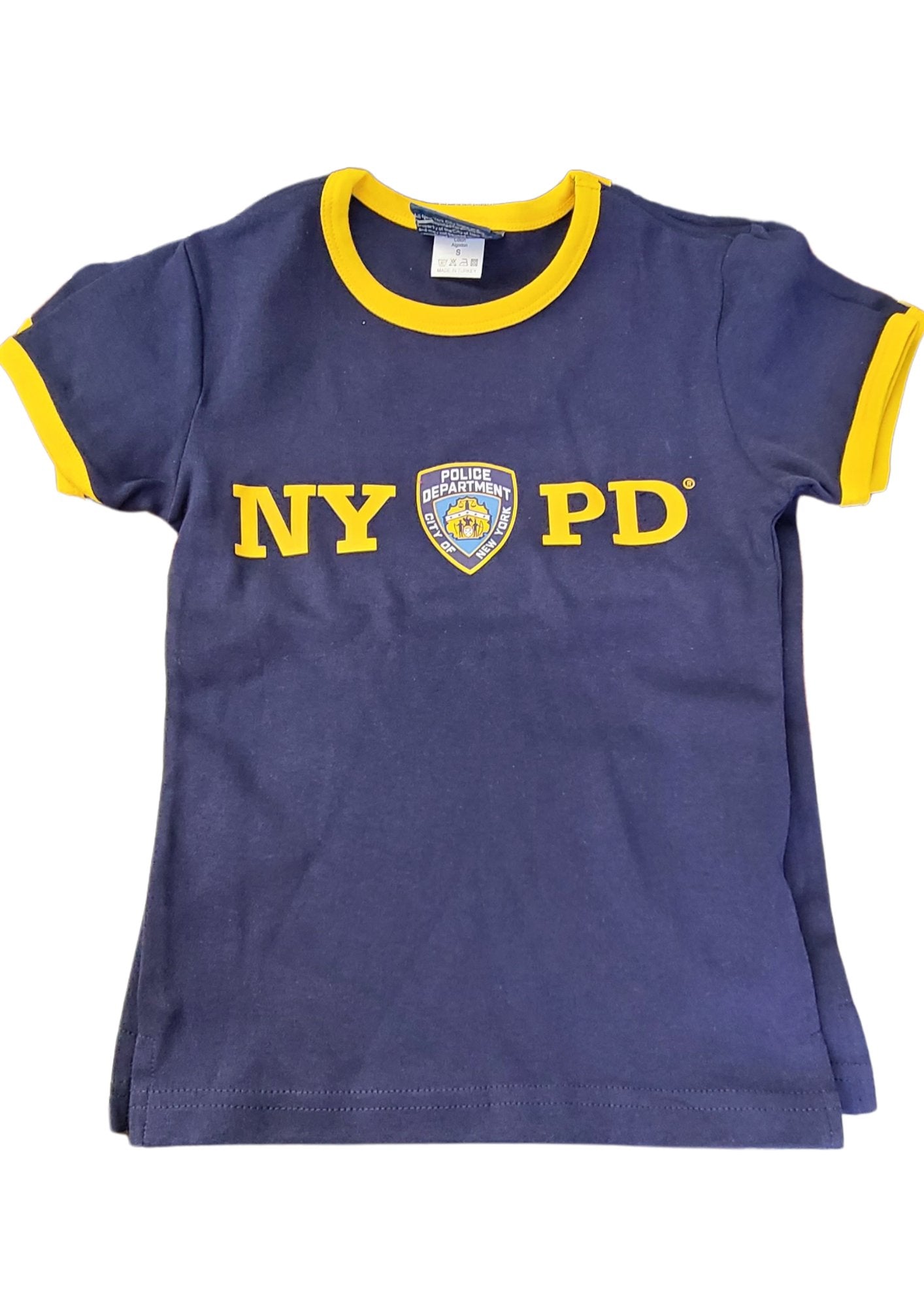 NYPD Ladies Short Sleeve T-Shirt (Navy/Gold, Women's Small)