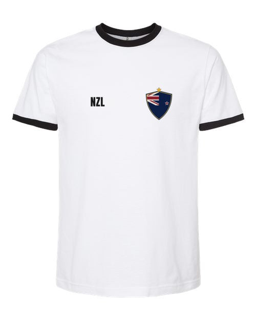 New Zealand Soccer Ringer Tee 2026 — Retro National Crest | NYC Factory