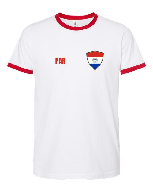 Paraguay Soccer Ringer Tee 2026 — Retro National Crest | NYC Factory