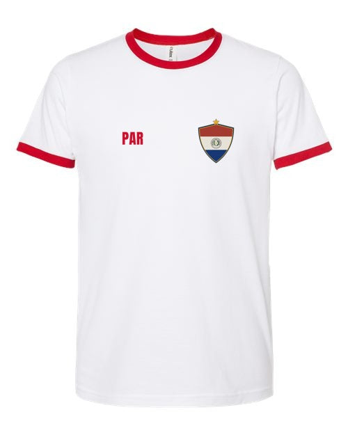 Paraguay Soccer Ringer Tee 2026 — Retro National Crest | NYC Factory