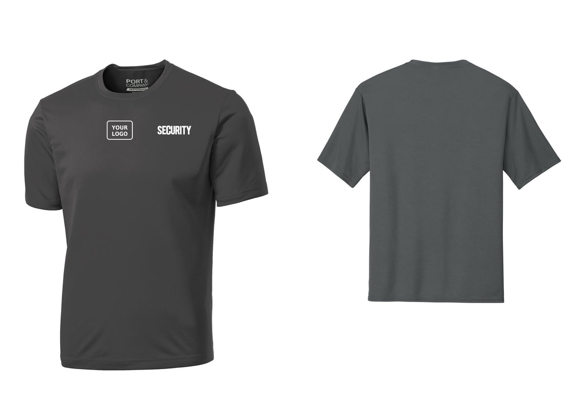 NYC Factory Men's Custom Logo Security Performance T-Shirt - SECURITY + Your Logo - Charcoal