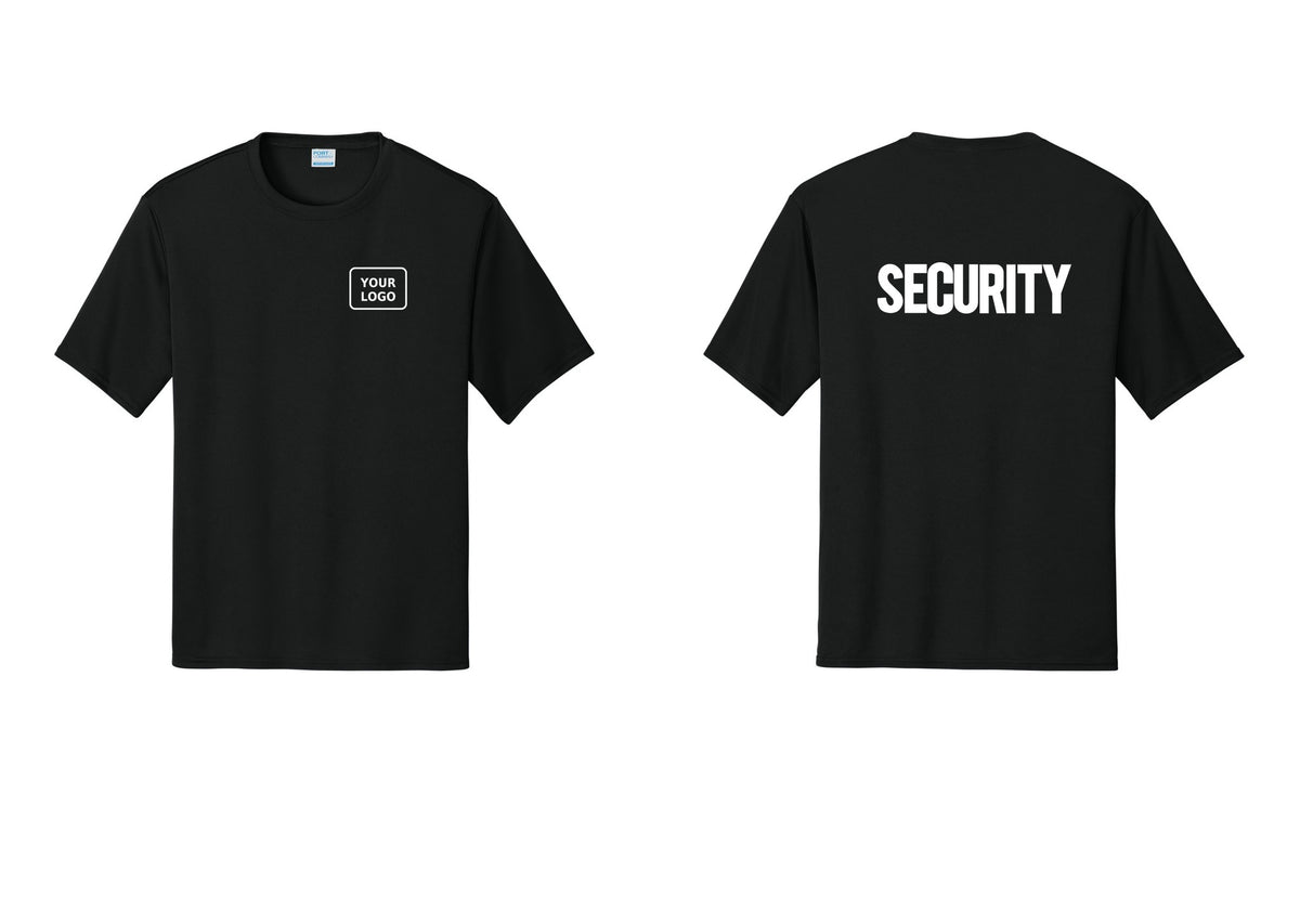 NYC Factory Men's Custom Logo Security Performance T-Shirt - Your Logo + Back - Black