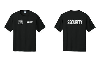 NYC Factory Men's Custom Logo Security Performance T-Shirt - SECURITY + Your Logo + Back - Black