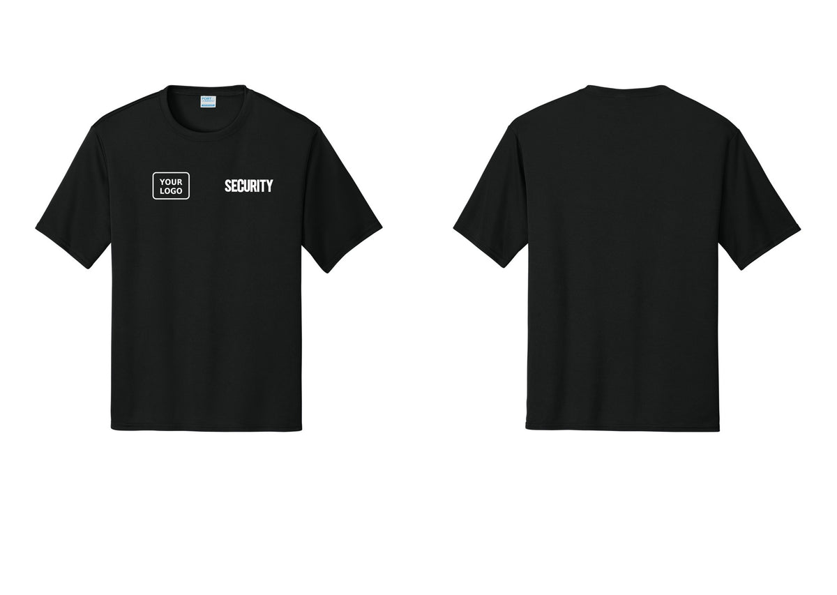NYC Factory Men's Custom Logo Security Performance T-Shirt - SECURITY + Your Logo - Black