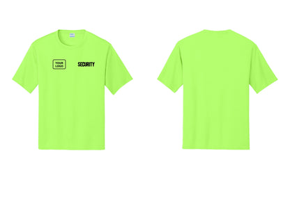 NYC Factory Men's Custom Logo Security Performance T-Shirt - SECURITY + Your Logo - Neon Green