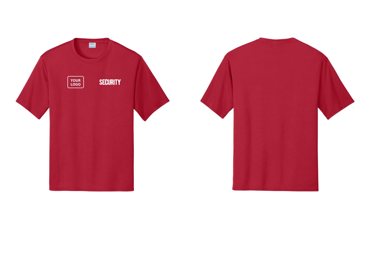 NYC Factory Men's Custom Logo Security Performance T-Shirt - SECURITY + Your Logo - Red