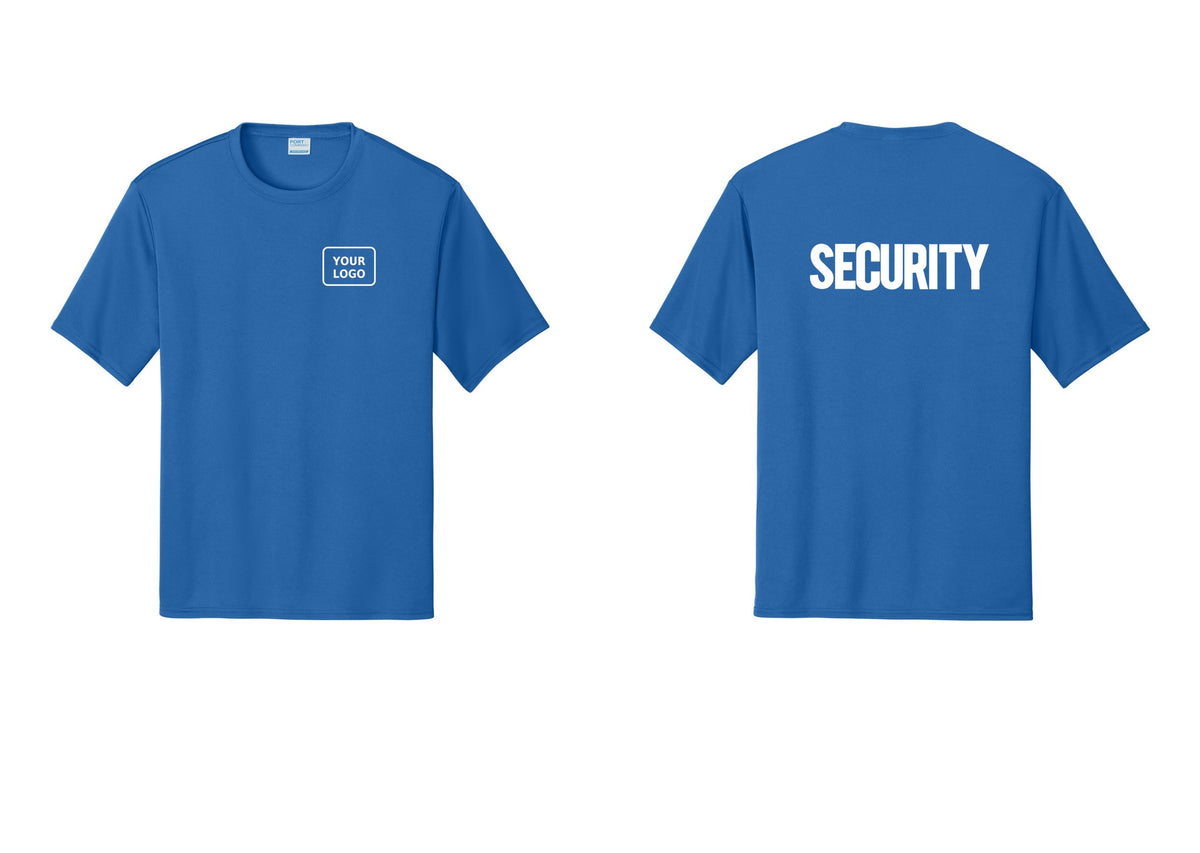 NYC Factory Men's Custom Logo Security Performance T-Shirt - Your Logo + Back - Royal