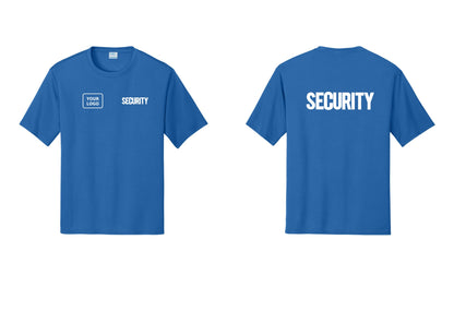 NYC Factory Men's Custom Logo Security Performance T-Shirt - SECURITY + Your Logo + Back - Royal