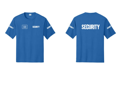 NYC Factory Men's Custom Logo Security Performance T-Shirt - SECURITY + Your Logo + Back + Security Sleeves - Royal