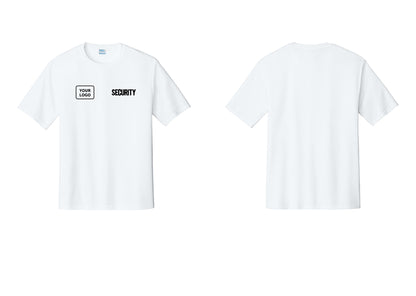 NYC Factory Men's Custom Logo Security Performance T-Shirt - SECURITY + Your Logo - White