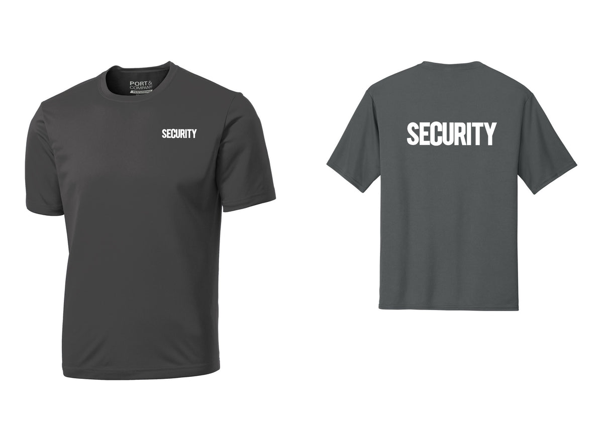 NYC Factory Men's Security Performance T-Shirt - Chest + Back - Charcoal
