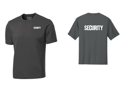 NYC Factory Men's Security Performance T-Shirt - Chest + Back - Charcoal