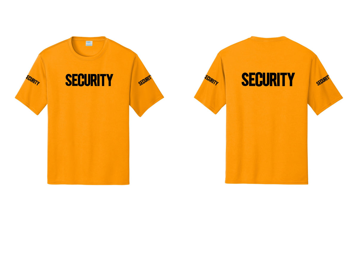 NYC Factory Men's Security Performance T-Shirt - Front + Back + Security Sleeves - Gold