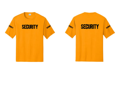 NYC Factory Men's Security Performance T-Shirt - Front + Back + Security Sleeves - Gold