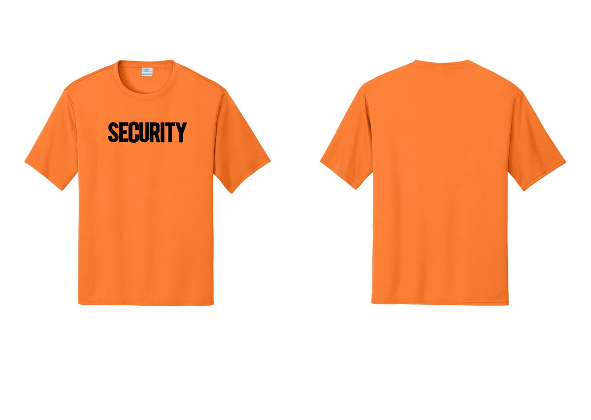 NYC Factory Men's Security Performance T-Shirt - Front Only - Neon Orange