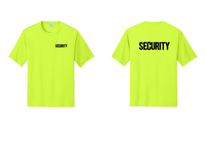 NYC Factory Men's Security Performance T-Shirt - Chest + Back - Neon Yellow