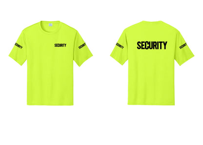 NYC Factory Men's Security Performance T-Shirt - Chest + Back + Security Sleeves - Neon Yellow