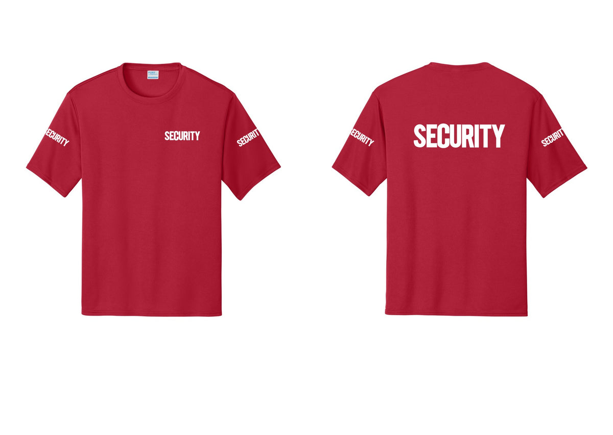 NYC Factory Men's Security Performance T-Shirt - Chest + Back + Security Sleeves - Red