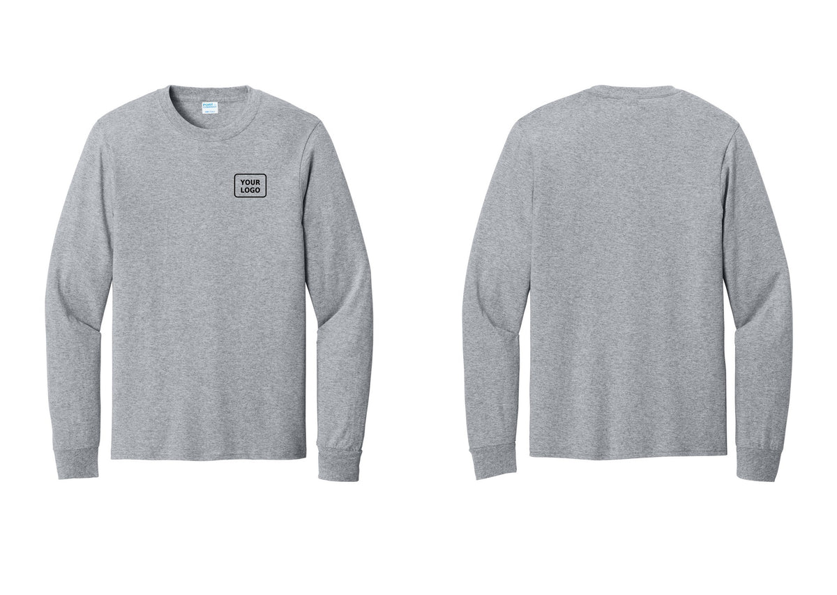 NYC Factory Men's Custom Logo Security Cotton Long Sleeve T-Shirt - Your Logo Only - Athletic Heather