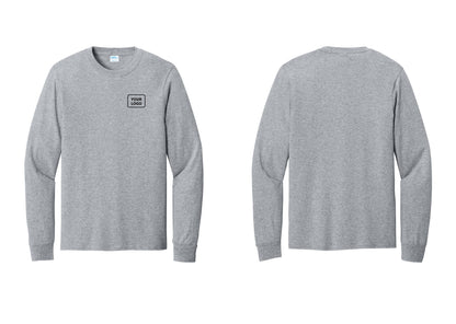 NYC Factory Men's Custom Logo Security Cotton Long Sleeve T-Shirt - Your Logo Only - Athletic Heather