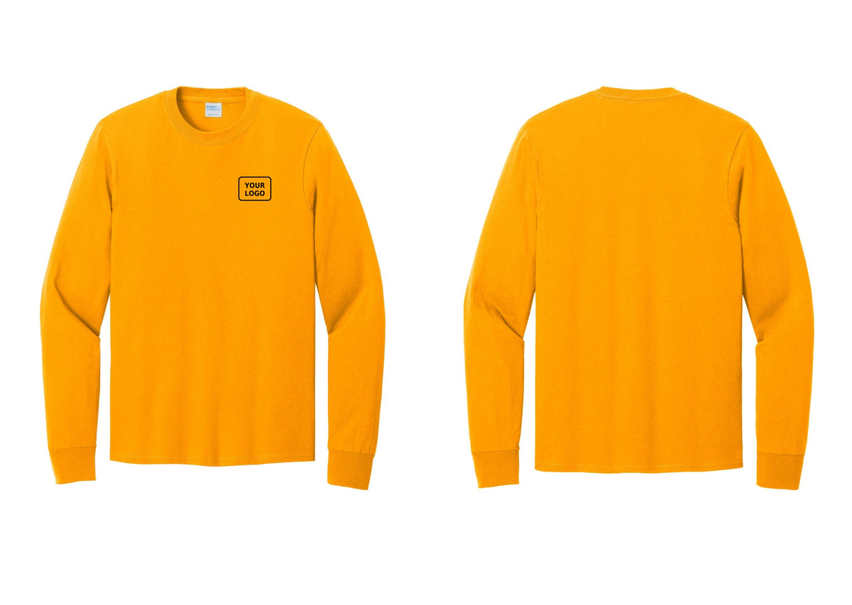 NYC Factory Men's Custom Logo Security Cotton Long Sleeve T-Shirt - Your Logo Only - Gold