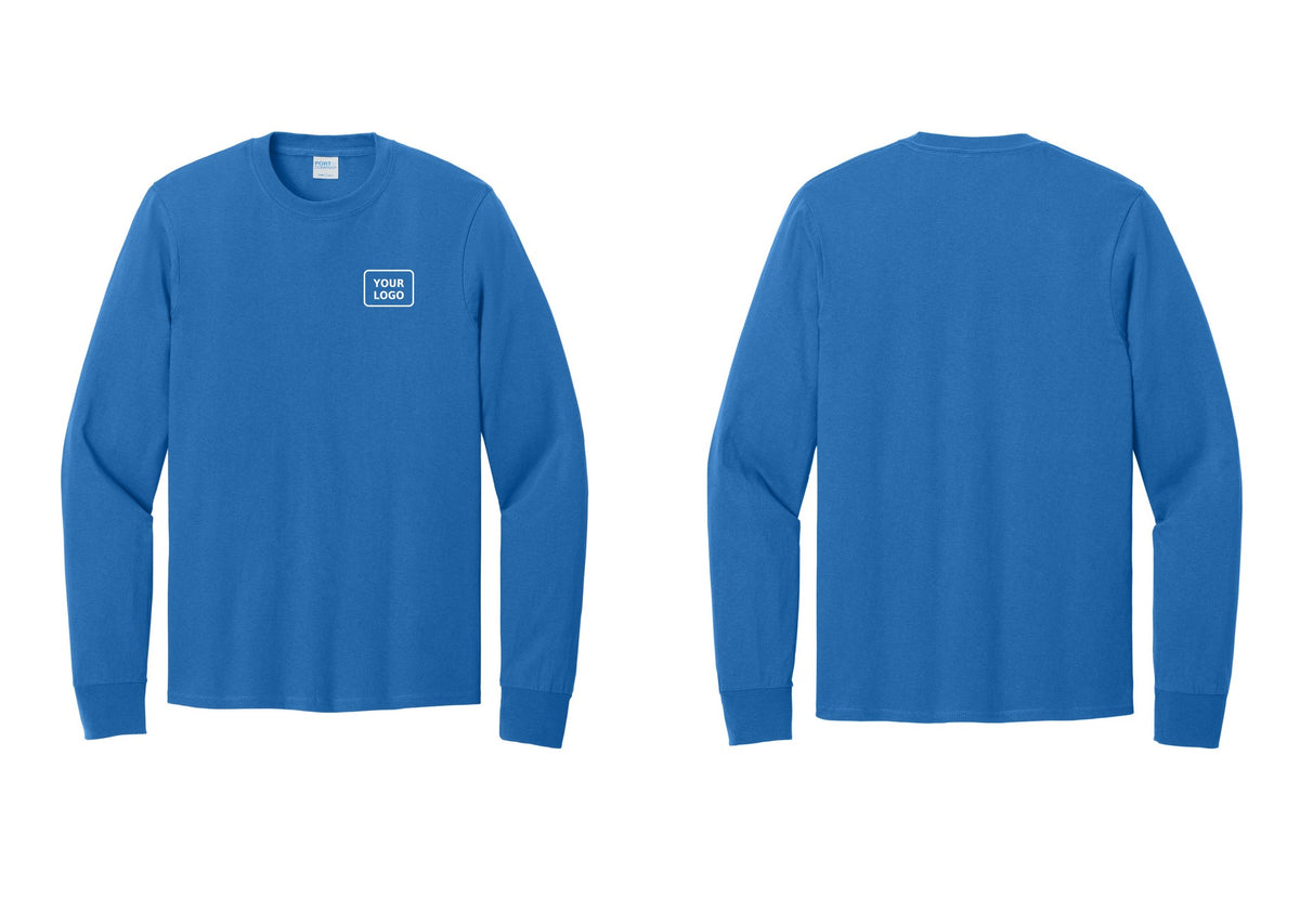 NYC Factory Men's Custom Logo Security Cotton Long Sleeve T-Shirt - Your Logo Only - Royal