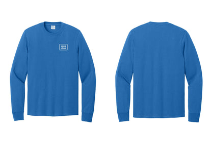 NYC Factory Men's Custom Logo Security Cotton Long Sleeve T-Shirt - Your Logo Only - Royal
