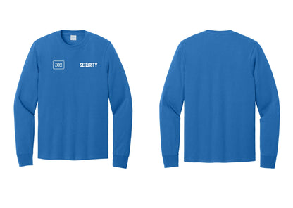 NYC Factory Men's Custom Logo Security Cotton Long Sleeve T-Shirt - SECURITY + Your Logo - Royal
