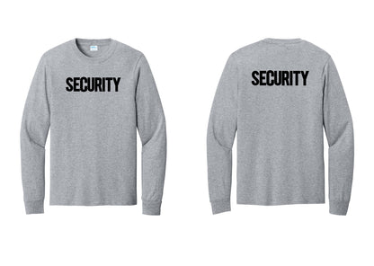 NYC Factory Men's Security Cotton Long Sleeve T-Shirt - Front + Back - Athletic Heather