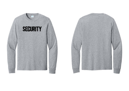 NYC Factory Men's Security Cotton Long Sleeve T-Shirt - Front Only - Athletic Heather