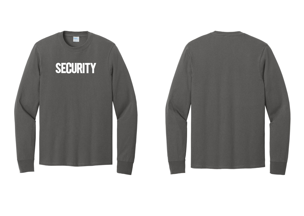 NYC Factory Men's Security Cotton Long Sleeve T-Shirt - Front Only - Charcoal