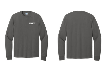 NYC Factory Men's Security Cotton Long Sleeve T-Shirt - Chest Only - Charcoal