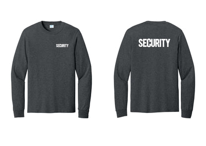 NYC Factory Men's Security Cotton Long Sleeve T-Shirt - Chest + Back - Dark Heather Grey