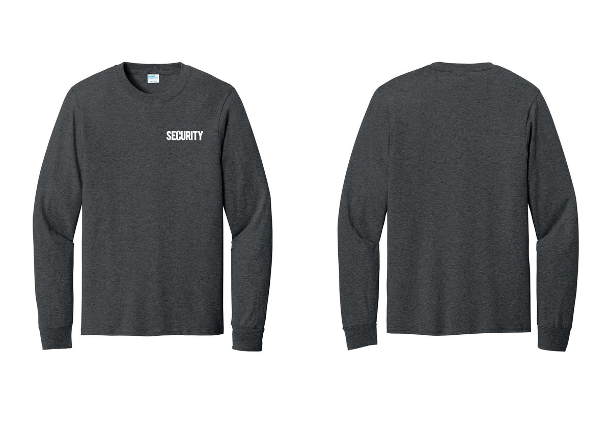 NYC Factory Men's Security Cotton Long Sleeve T-Shirt - Chest Only - Dark Heather Grey