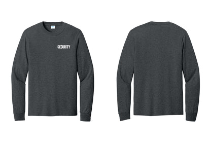 NYC Factory Men's Security Cotton Long Sleeve T-Shirt - Chest Only - Dark Heather Grey