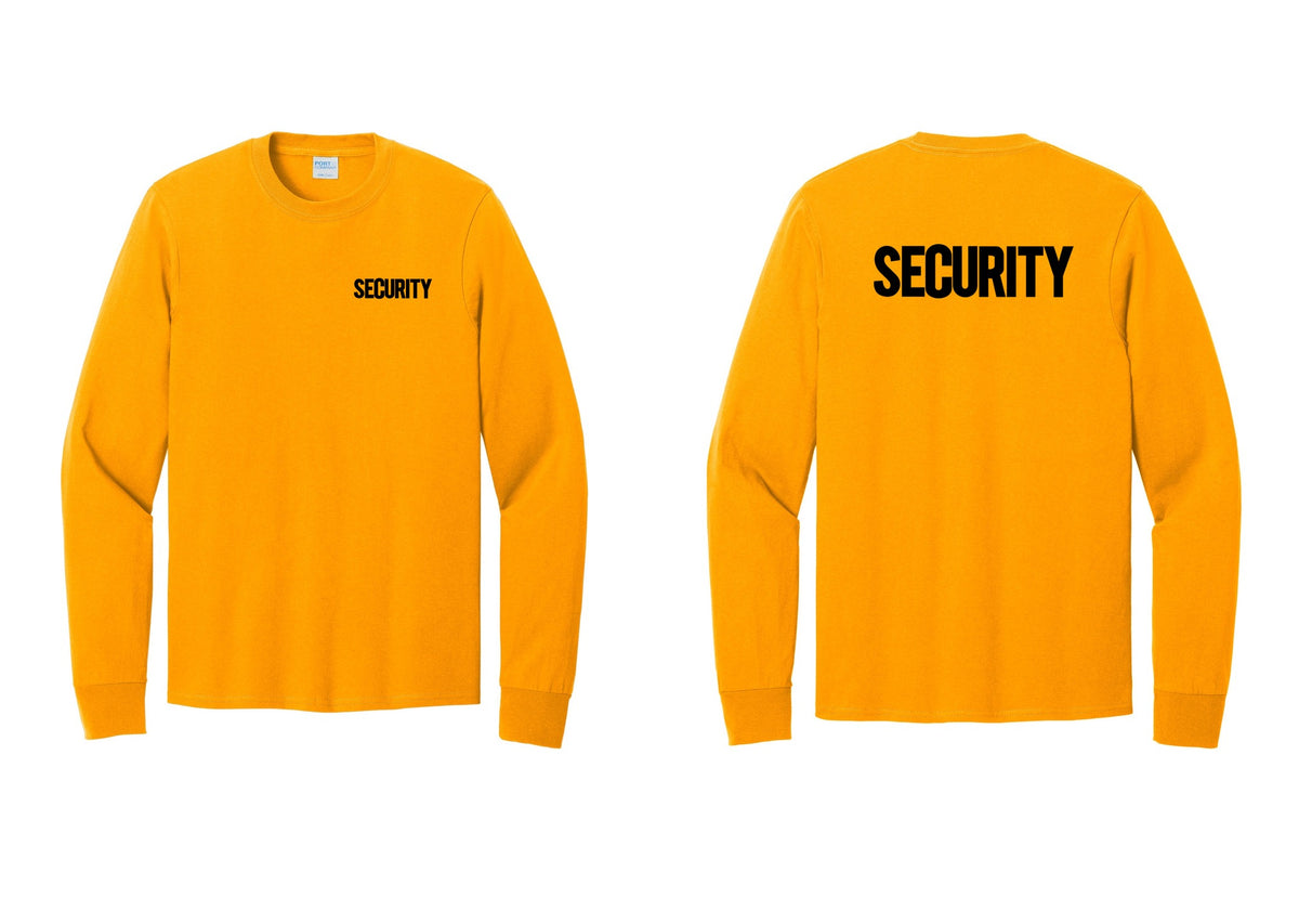NYC Factory Men's Security Cotton Long Sleeve T-Shirt - Chest + Back - Gold