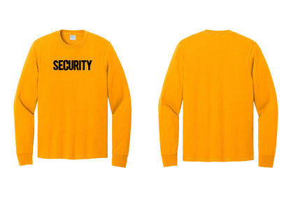 NYC Factory Men's Security Cotton Long Sleeve T-Shirt - Front Only - Gold