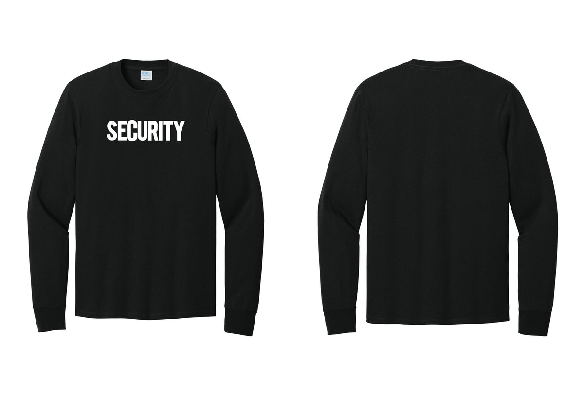 NYC Factory Men's Security Cotton Long Sleeve T-Shirt - Front Only - Black