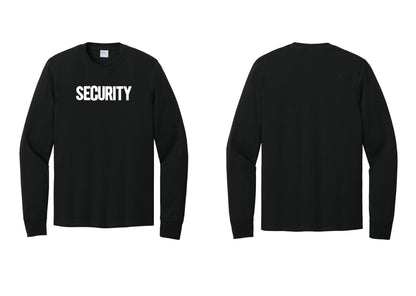 NYC Factory Men's Security Cotton Long Sleeve T-Shirt - Front Only - Black