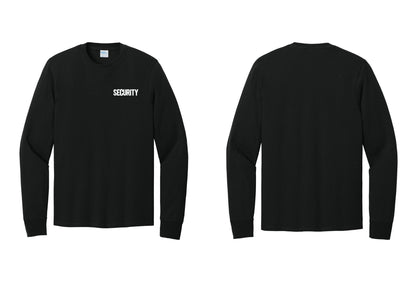NYC Factory Men's Security Cotton Long Sleeve T-Shirt - Chest Only - Black