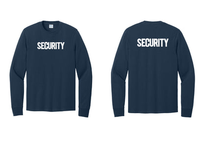 NYC Factory Men's Security Cotton Long Sleeve T-Shirt - Front + Back - Navy