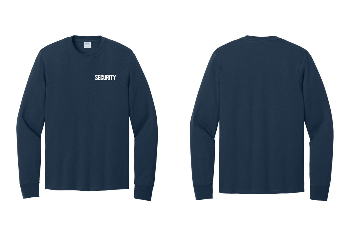 NYC Factory Men's Security Cotton Long Sleeve T-Shirt - Chest Only - Navy