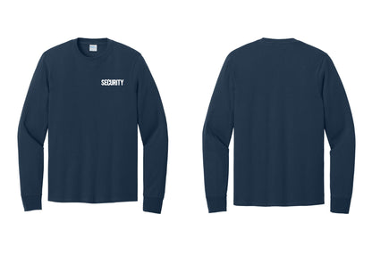 NYC Factory Men's Security Cotton Long Sleeve T-Shirt - Chest Only - Navy