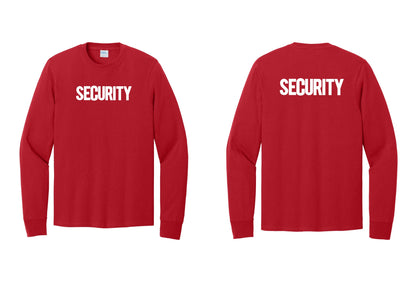 NYC Factory Men's Security Cotton Long Sleeve T-Shirt - Front + Back - Red