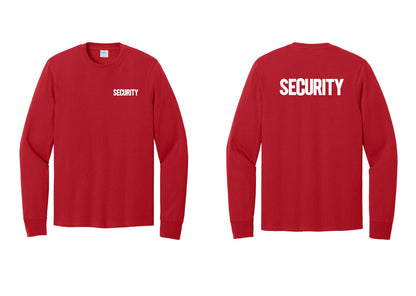 NYC Factory Men's Security Cotton Long Sleeve T-Shirt - Chest + Back - Red