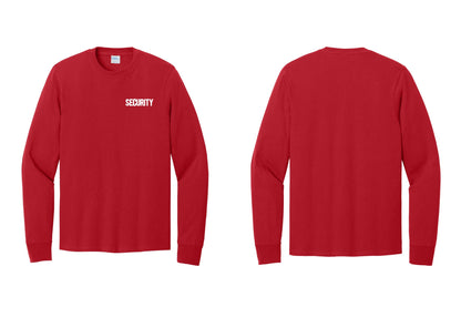 NYC Factory Men's Security Cotton Long Sleeve T-Shirt - Chest Only - Red