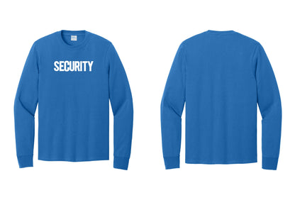 NYC Factory Men's Security Cotton Long Sleeve T-Shirt - Front Only - Royal